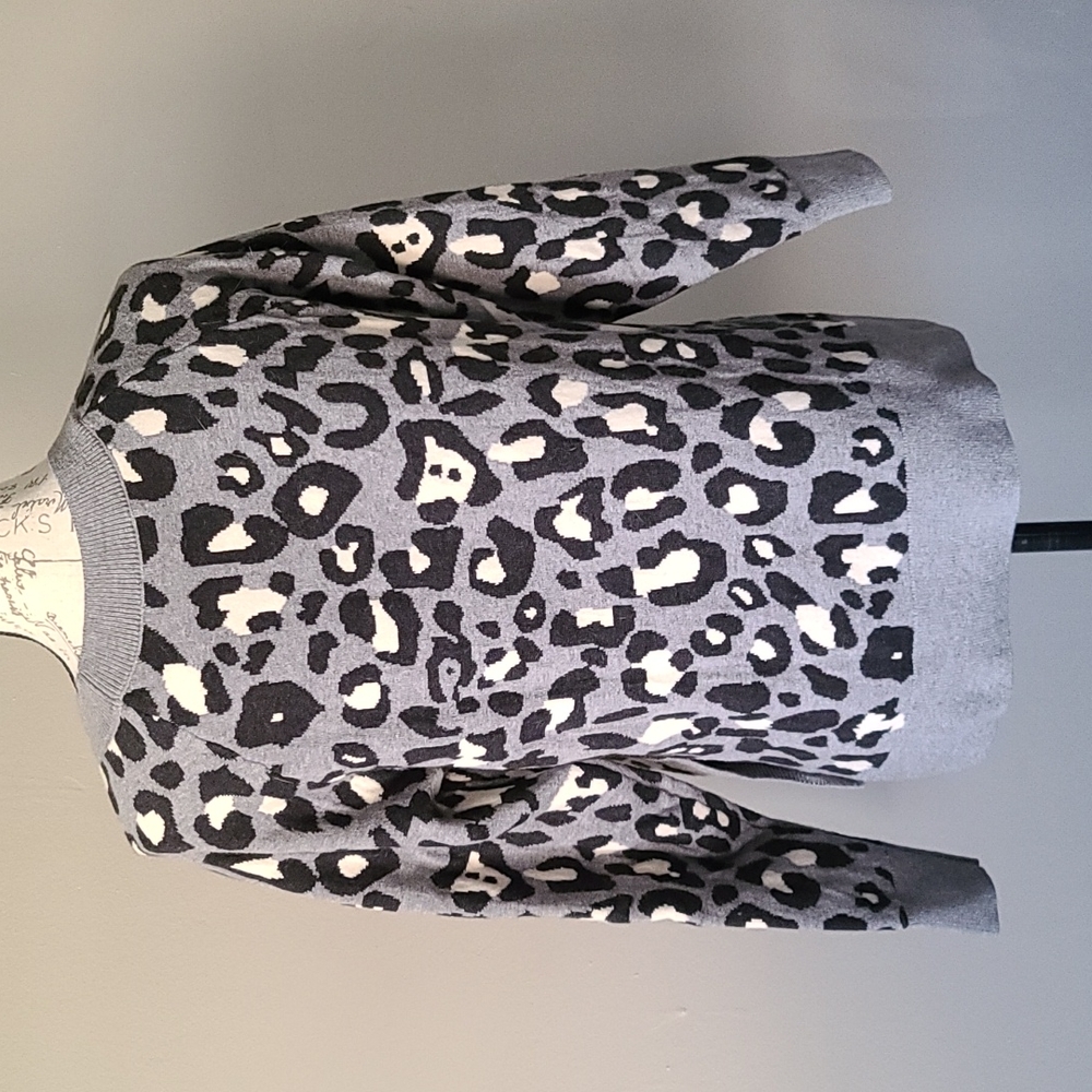 Stella & Dot Side Button Leopard Print Sweater Gr… - image 7